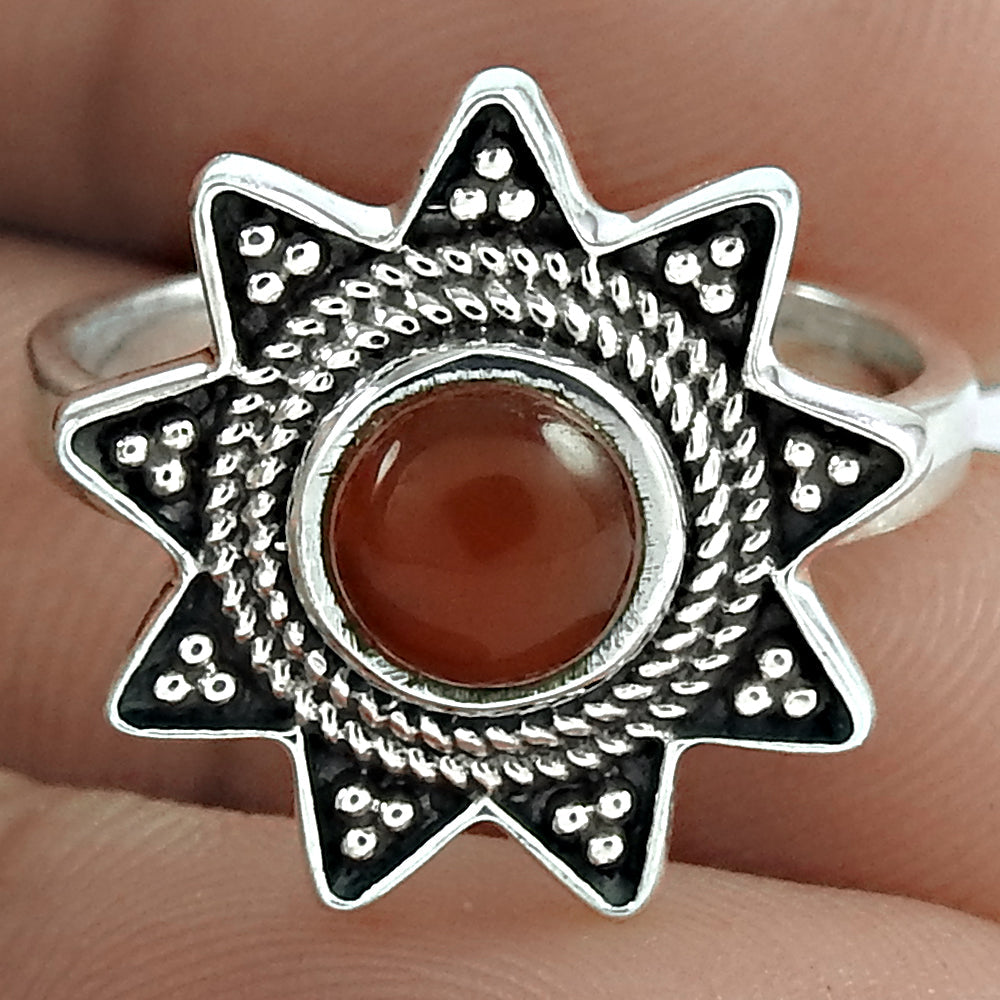 101 Natural carnelian gemstone solitaire ethnic ring 925 sterling silver b91