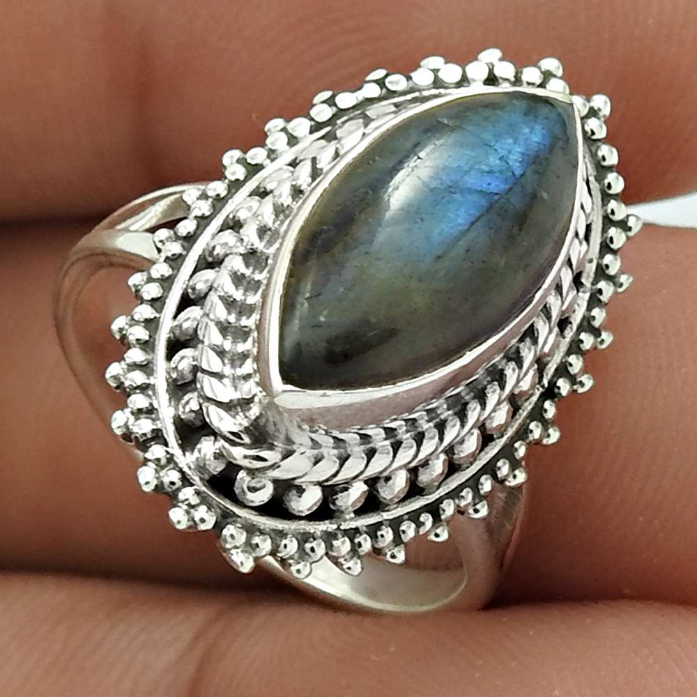101 Labradorite Stone Statement Vintage Bezel New Cocktail Ring Sterling Silver