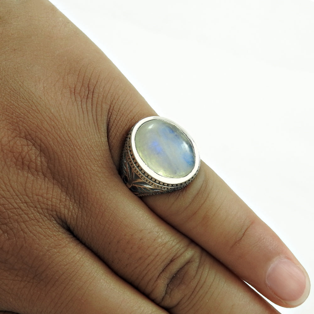 101 925 silver natural rainbow moonstone solitaire tribal ring e5