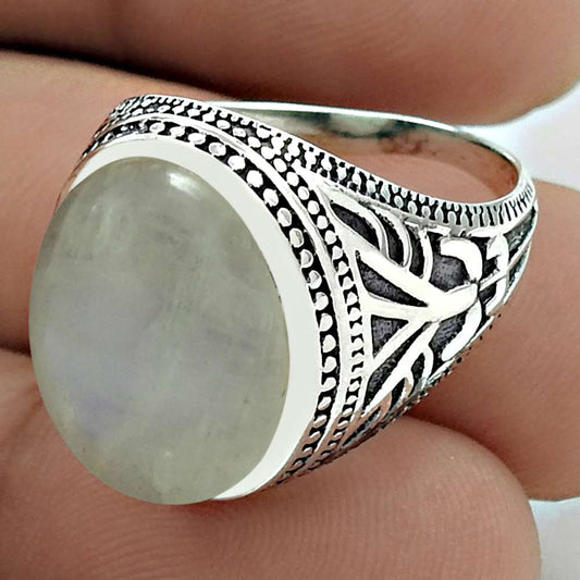 101 925 silver natural rainbow moonstone solitaire tribal ring e5