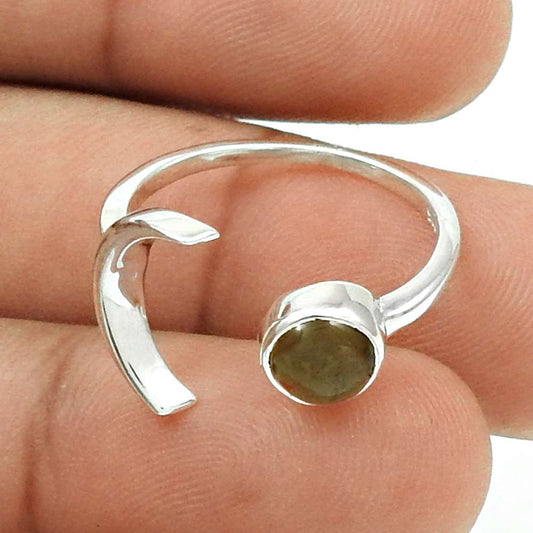 101 Natural Smoky Quartz Gemstone Solitaire Open Ring 925 Sterling Silver O27