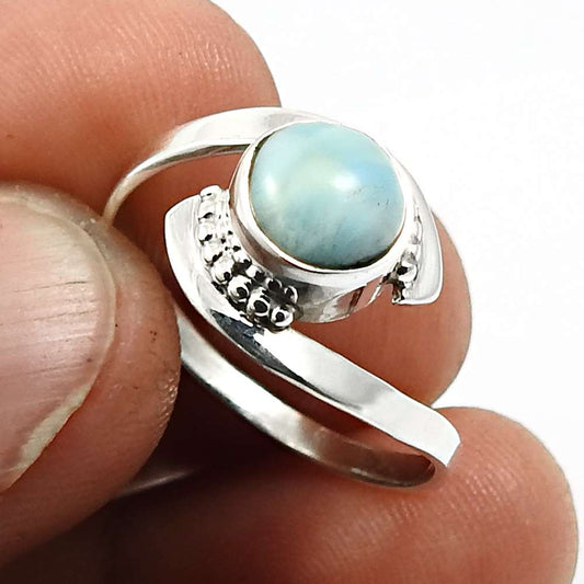 101 Natural Larimar Gemstone 925 Silver Statement Ring Gift For Girls R2