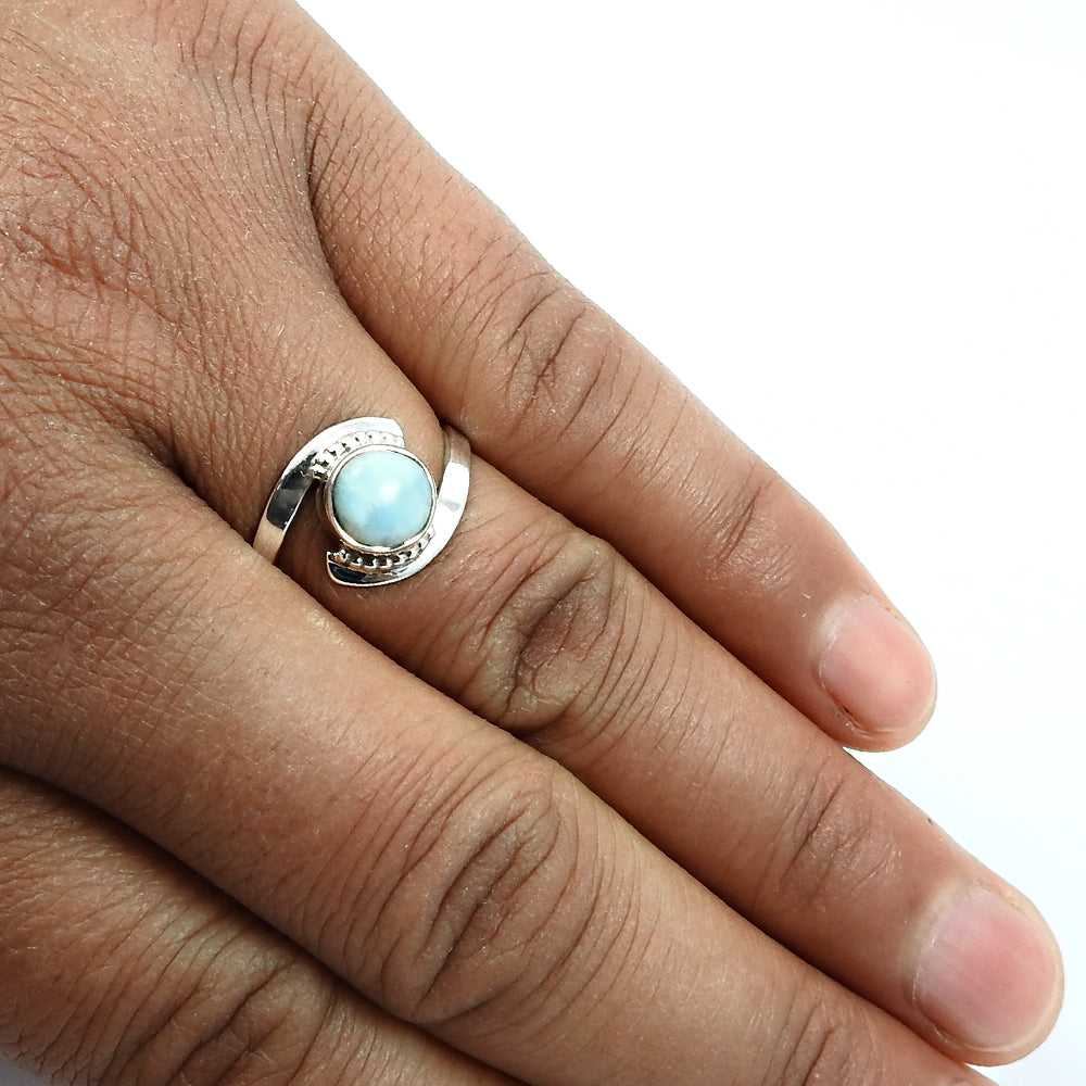 101 Natural Larimar Gemstone 925 Silver Statement Ring Gift For Girls R2