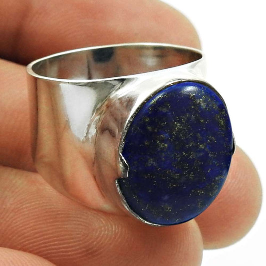 101 Gift for woman statement ethnic ring 925 silver natural lapis lazuli i9
