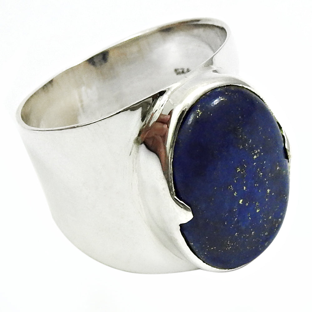 101 Gift for woman statement ethnic ring 925 silver natural lapis lazuli i9