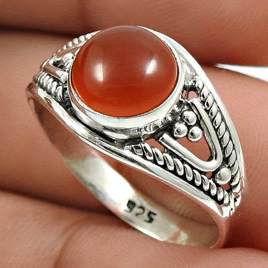 101 Natural Carnelian Gemstone Charming Boho Ring 925 Silver For Girls P13
