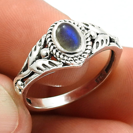 101 Gift for woman natural labradorite tribal ring 925 silver jewelry f33