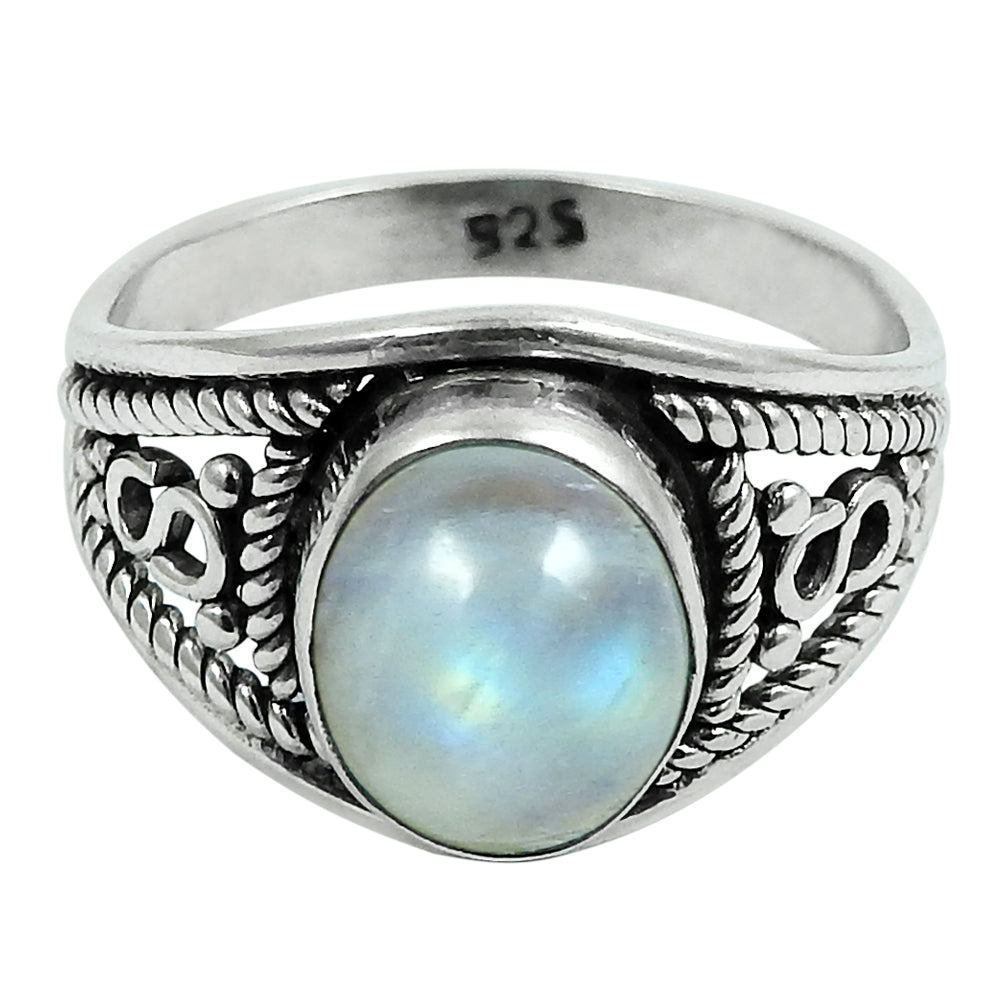 101 Natural rainbow moonstone statement ethnic ring 925 silver for women s11