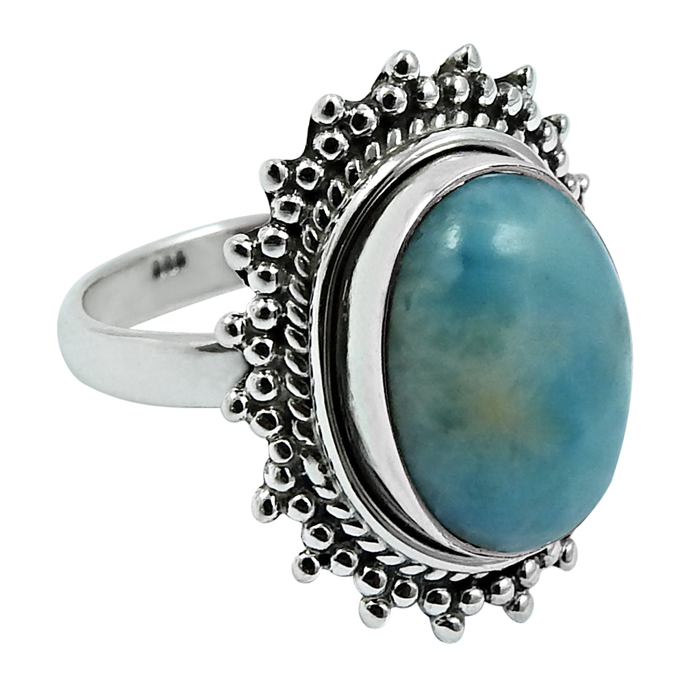 101 Gift For Her Natural Larimar Cocktail Ring 925 Sterling Silver R21