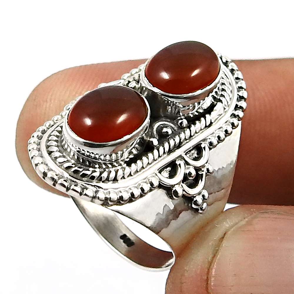 Oval Shape Garnet Gemstone Ring Size 9 925 Sterling Silver Fine Jewelry K24