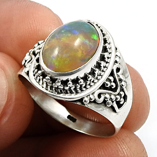 101 925 Sterling Silver Natural Opal Gemstone Trendy Ring Size 8