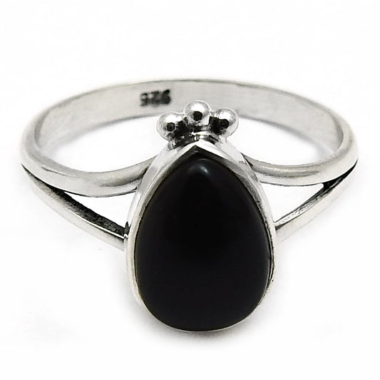 101 Natural black onyx gemstone cocktail ring 925 sterling silver jewelry v25