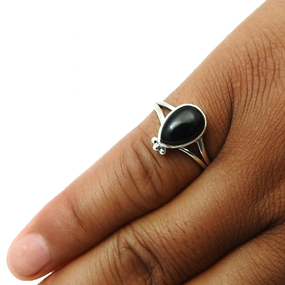101 Natural black onyx gemstone cocktail ring 925 sterling silver jewelry v25