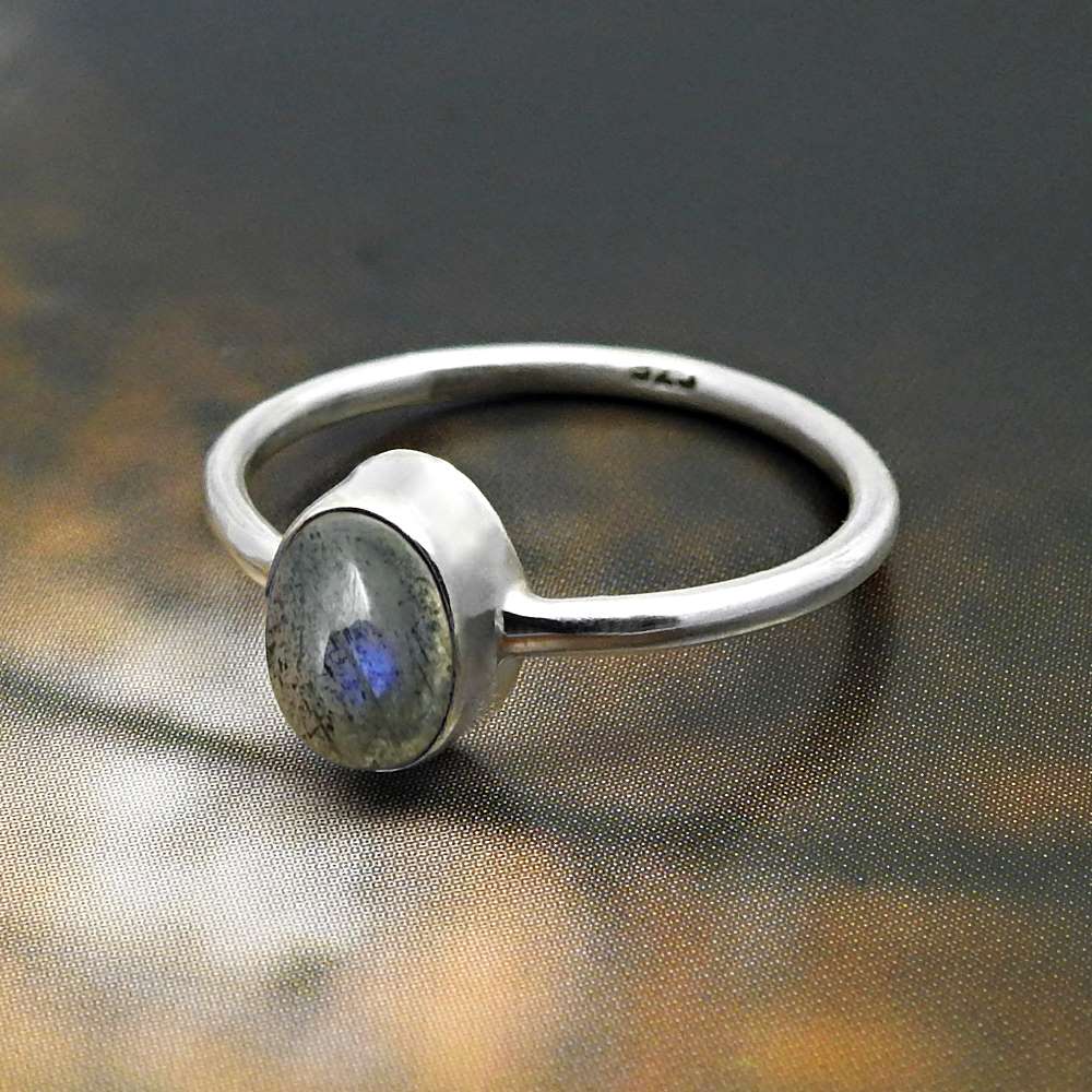 101 Natural Labradorite Cocktail Vintage Ring 925 Silver For Girls A2