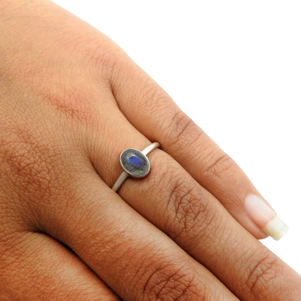 101 Natural Labradorite Cocktail Vintage Ring 925 Silver For Girls A2