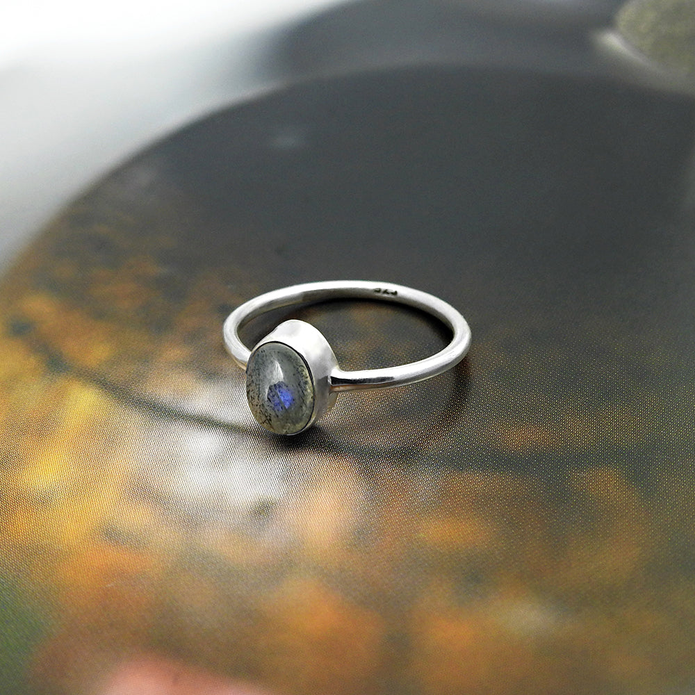 101 Natural Labradorite Cocktail Vintage Ring 925 Silver For Girls A2