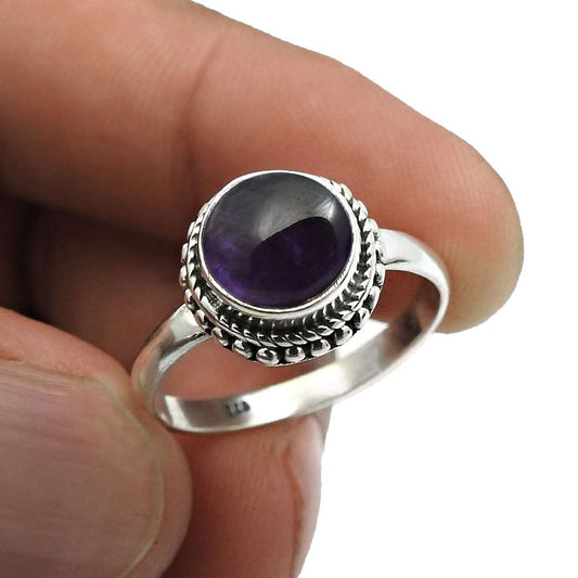 101 Natural Amethyst Gemstone Chunky Ring 925 Sterling Silver Handmade F14