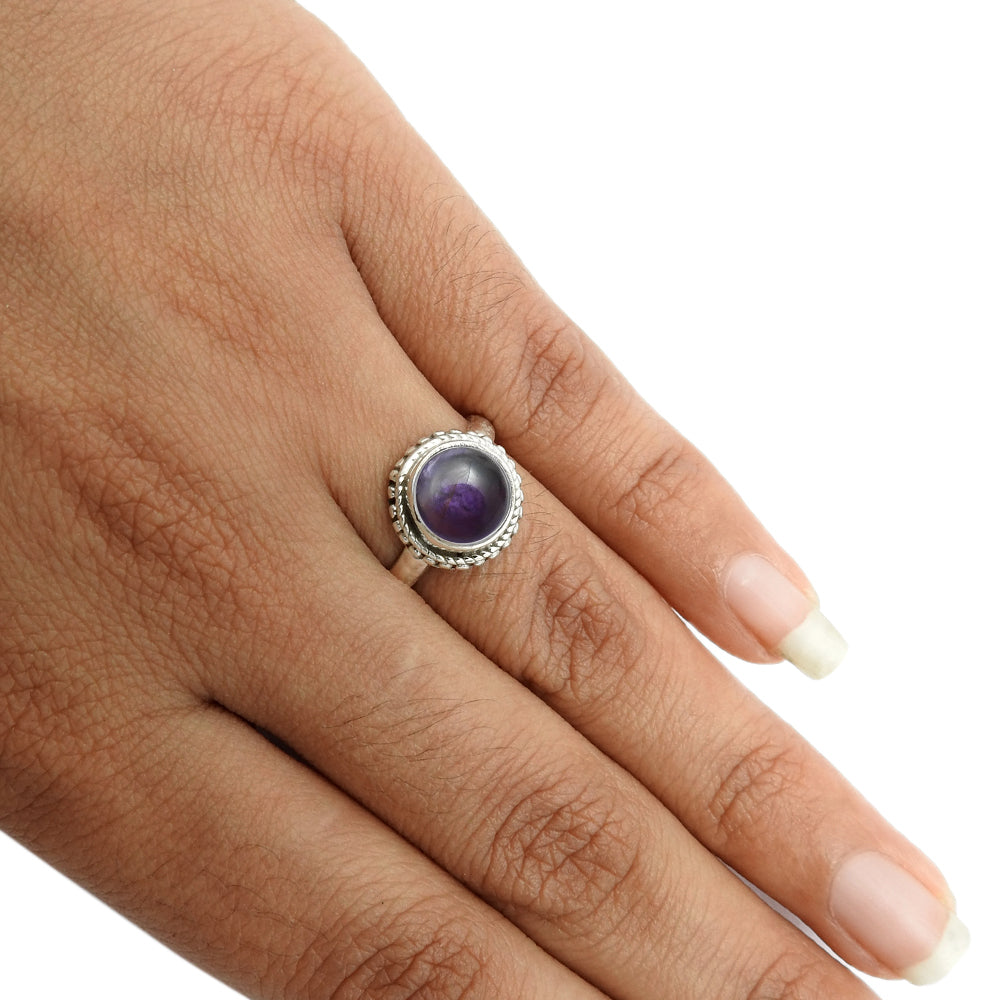 101 Natural Amethyst Gemstone Chunky Ring 925 Sterling Silver Handmade F14
