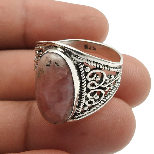 101 Natural Rhodochrosite Gemstone Ring 925 Silver Wholesale Jewelry Y8