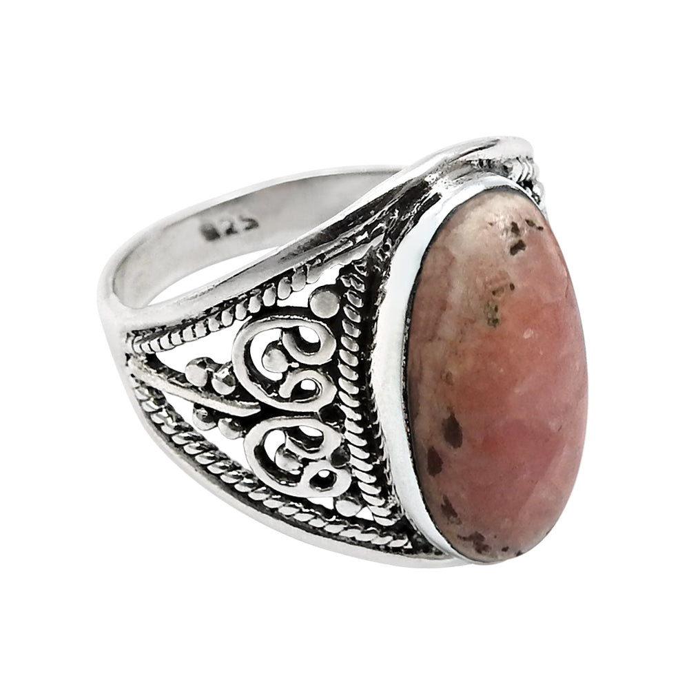 101 Natural Rhodochrosite Gemstone Ring 925 Silver Wholesale Jewelry Y8