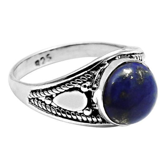 101 Natural lapis lazuli solitaire vintage ring 925 silver gift for girls n18