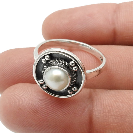 Pearl Ring 925 Sterling Silver Ethnic Jewelry Wedding Ring