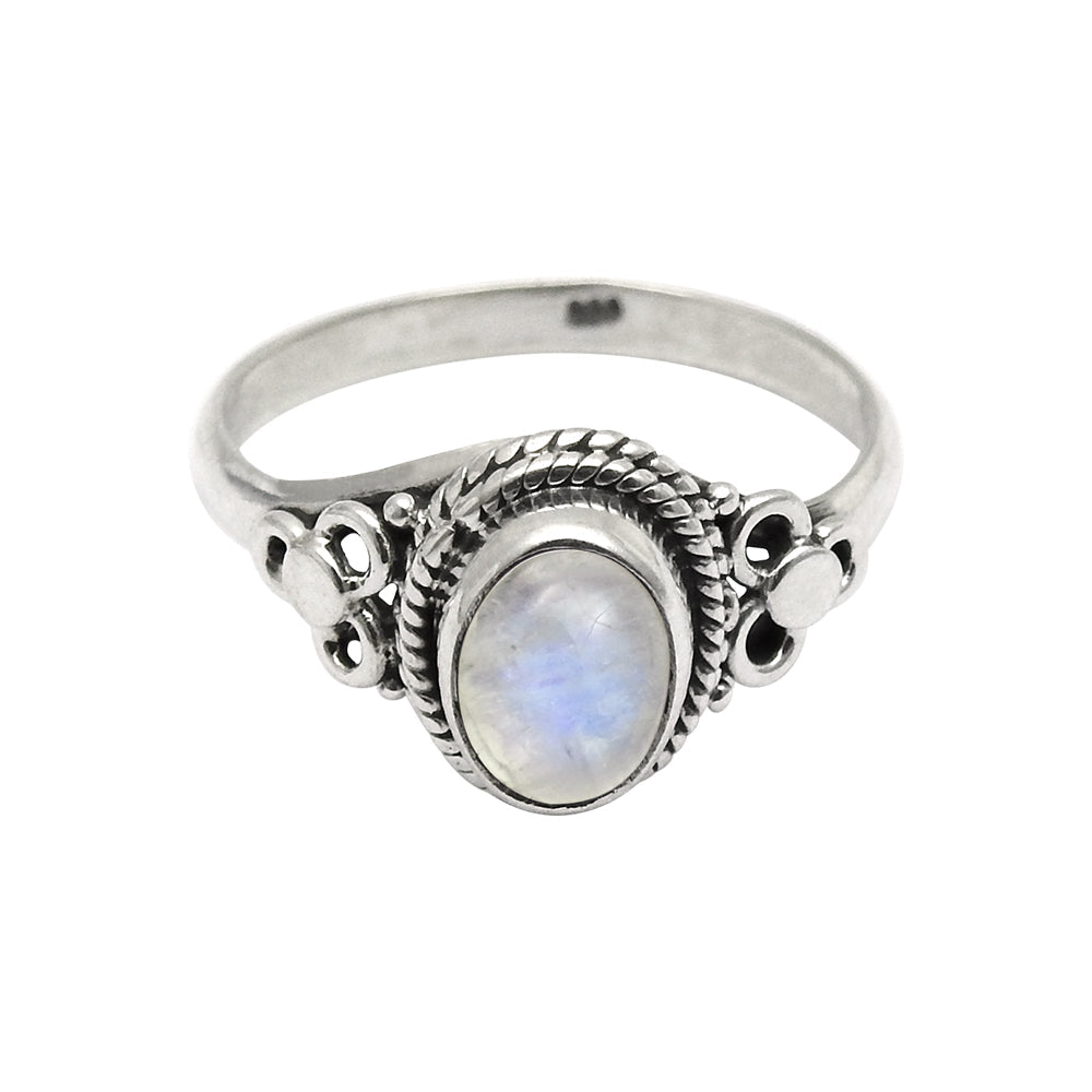 Gift for woman natural rainbow moonstone cocktail ring 925 silver f20
