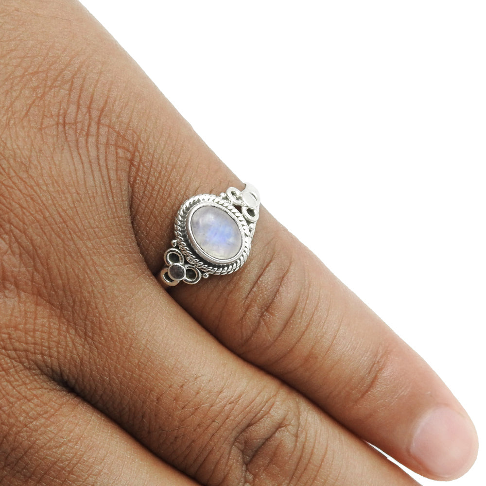 Gift for woman natural rainbow moonstone cocktail ring 925 silver f20