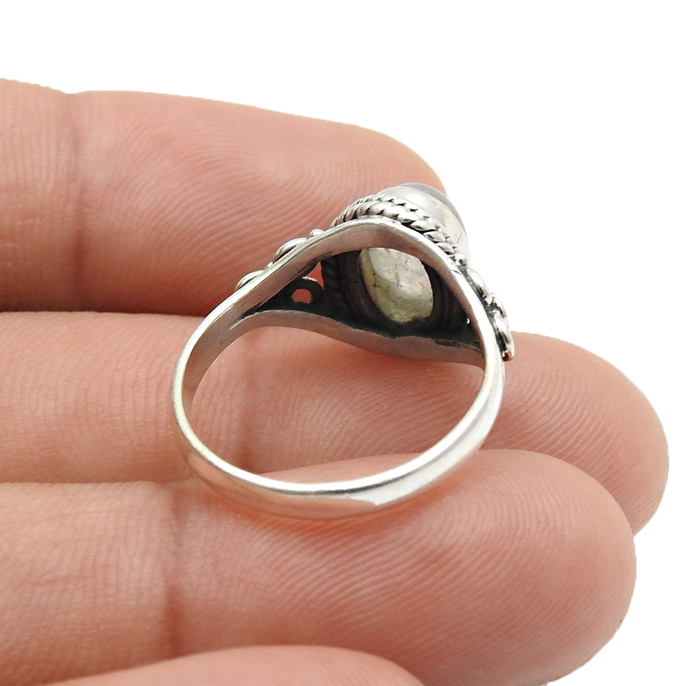 Gift for woman natural rainbow moonstone cocktail ring 925 silver f20