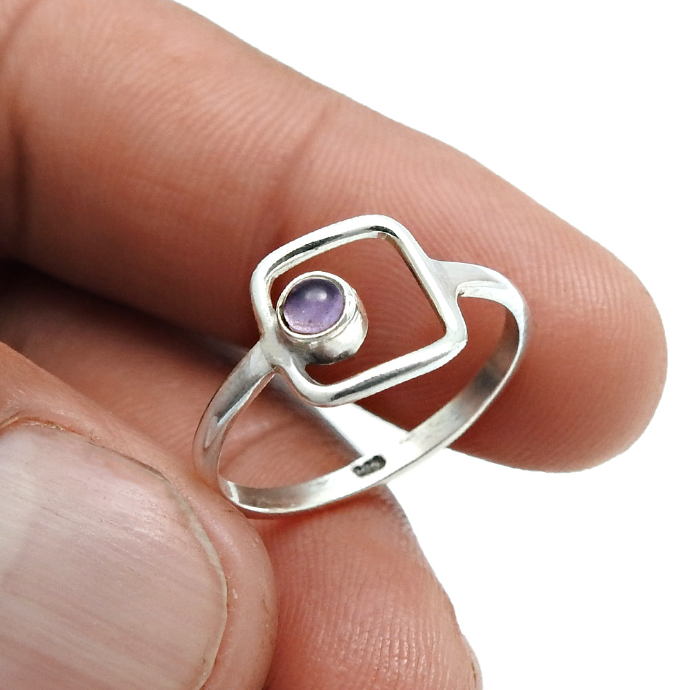 Amethyst Gemstone 925 Solid Silver Handcrafted Promise Band Wedding Ring