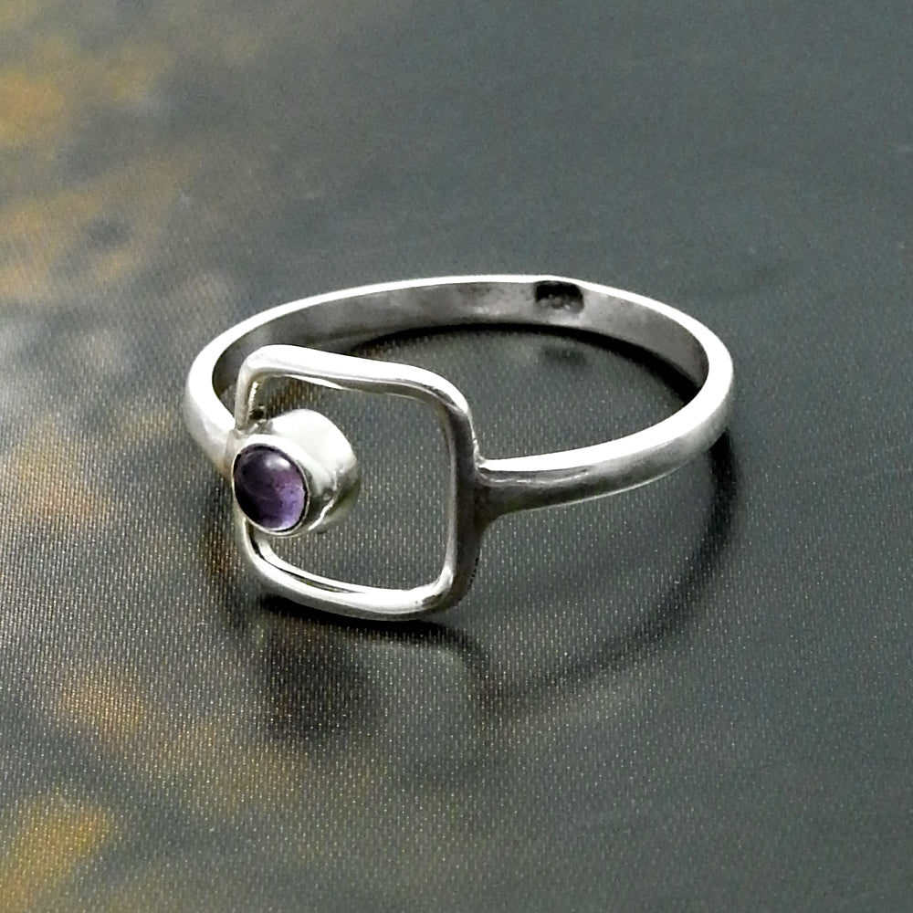 Amethyst Gemstone 925 Solid Silver Handcrafted Promise Band Wedding Ring