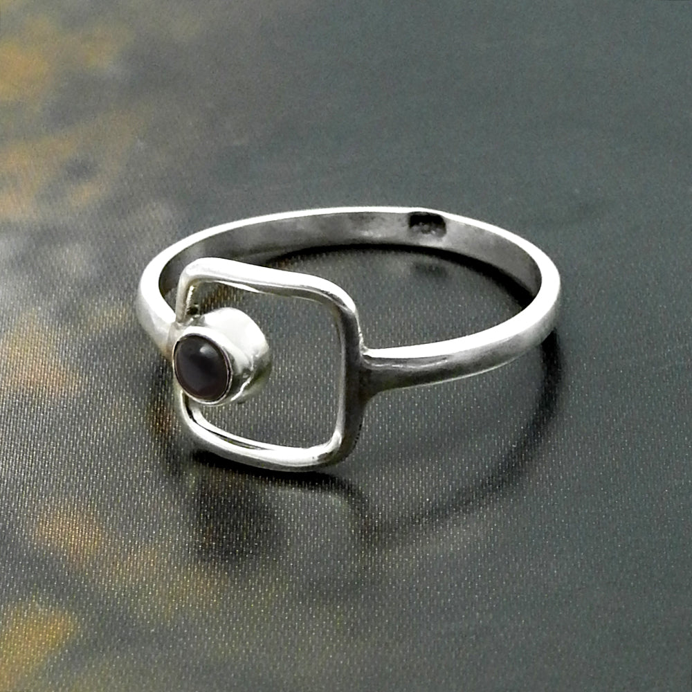 Black Onyx Stone Solid Sterling Silver Sister Band Bezel Root Chakra Ring