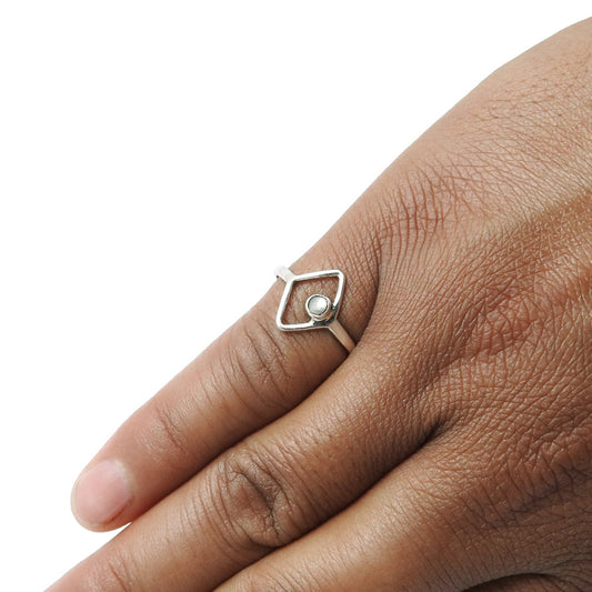 Pearl ring 925 sterling silver vintage look jewelry l5