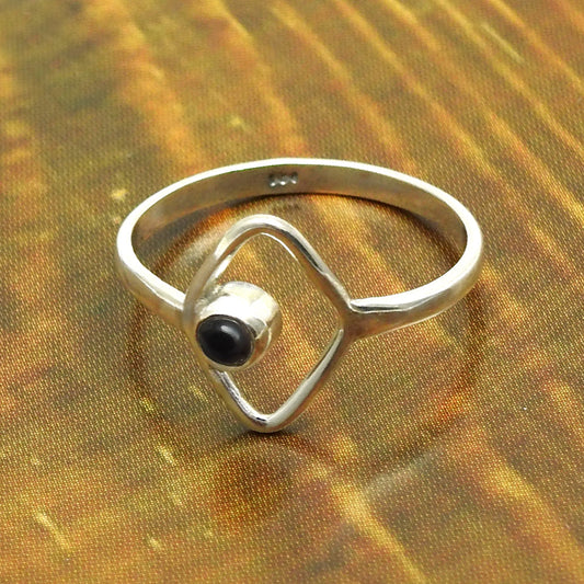 Natural Black Onyx Unique New Band Anniversary Mother Ring 925 Solid Silver