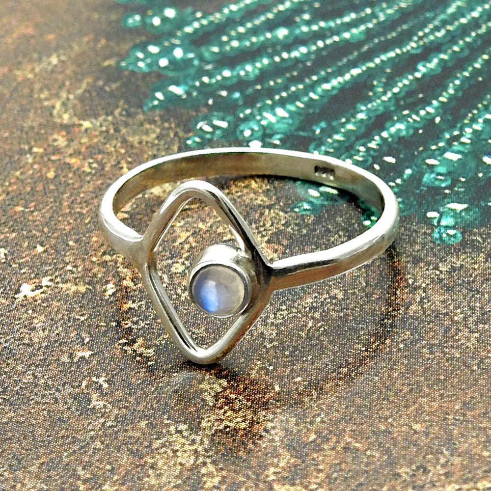 Round Labradorite Gemstone Solid Silver Bezel Band Promise Ring Jewelry