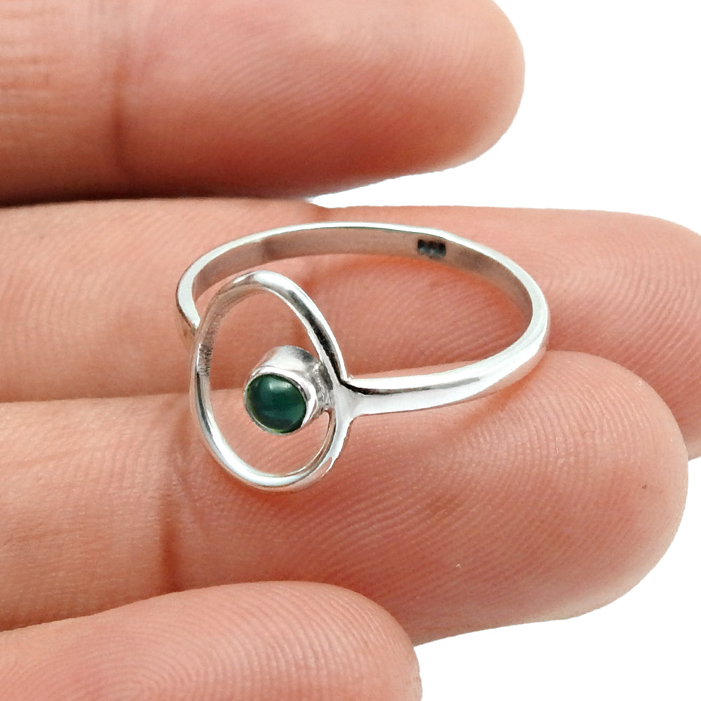 Natural Green Onyx Anniversary Drop Promise Band Daughter Ring Solid Silver