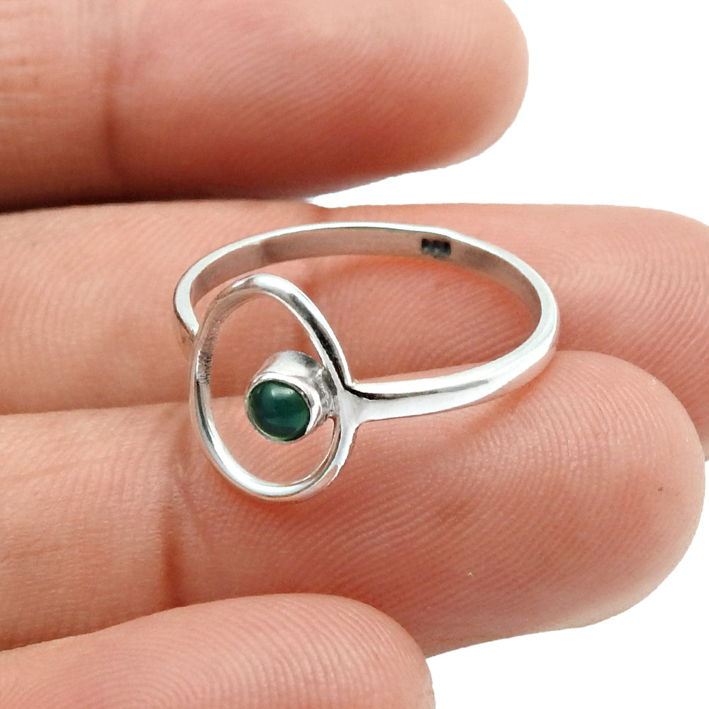 Natural Green Onyx Anniversary Drop Promise Band Daughter Ring Solid Silver