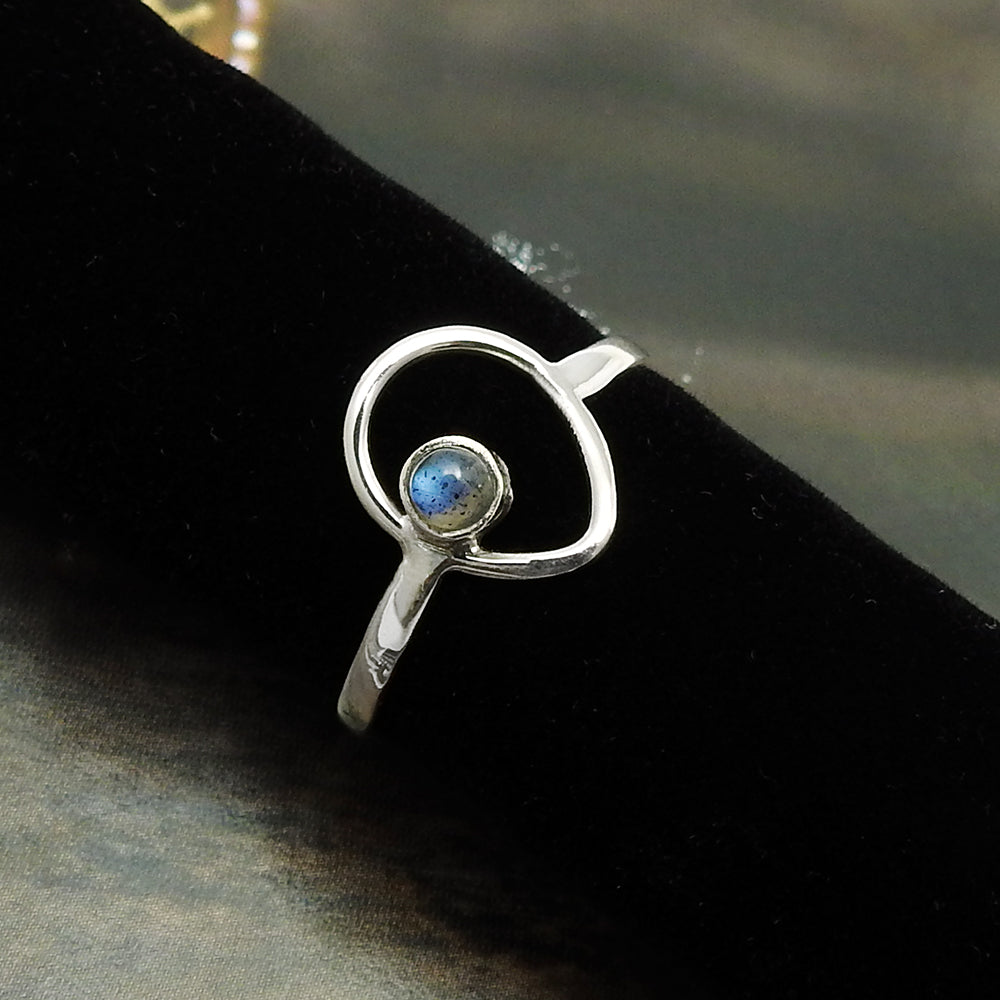 Natural Labradorite 925 Sterling Silver Birthday Wife Cocktail Ring Jewelry