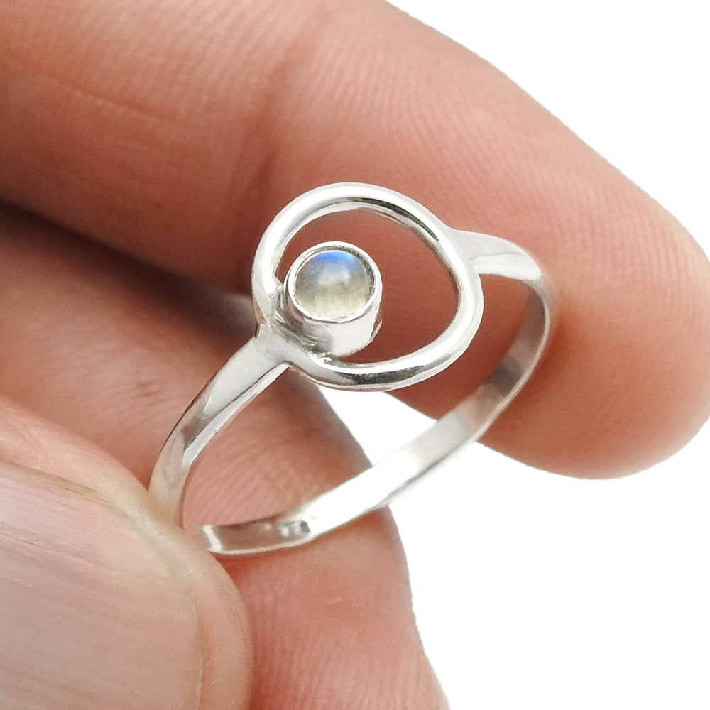 Rainbow Moonstone Stone Solid Sterling Silver Band Daughter Engagement Ring