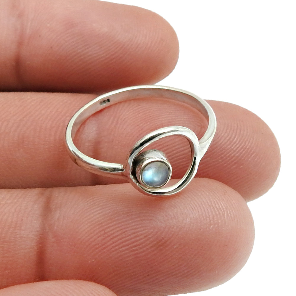 Rainbow Moonstone Stone Solid Sterling Silver Band Daughter Engagement Ring