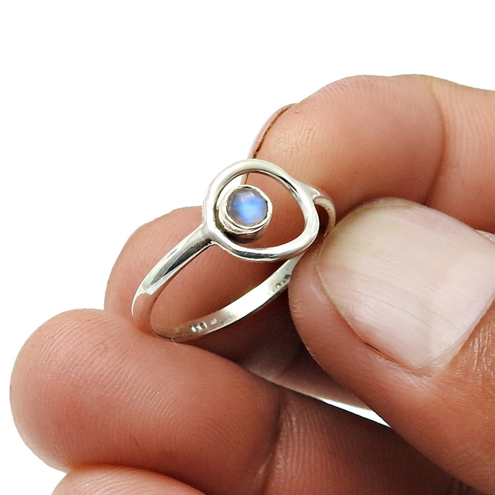 Rainbow Moonstone Stone Solid Sterling Silver Band Daughter Engagement Ring