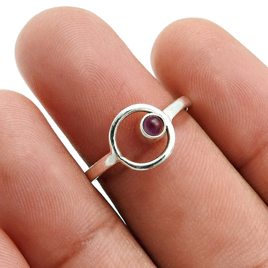 101 Amethyst Gemstone Boho Band Wife Statement Crown Chakra Ring Solid Silver