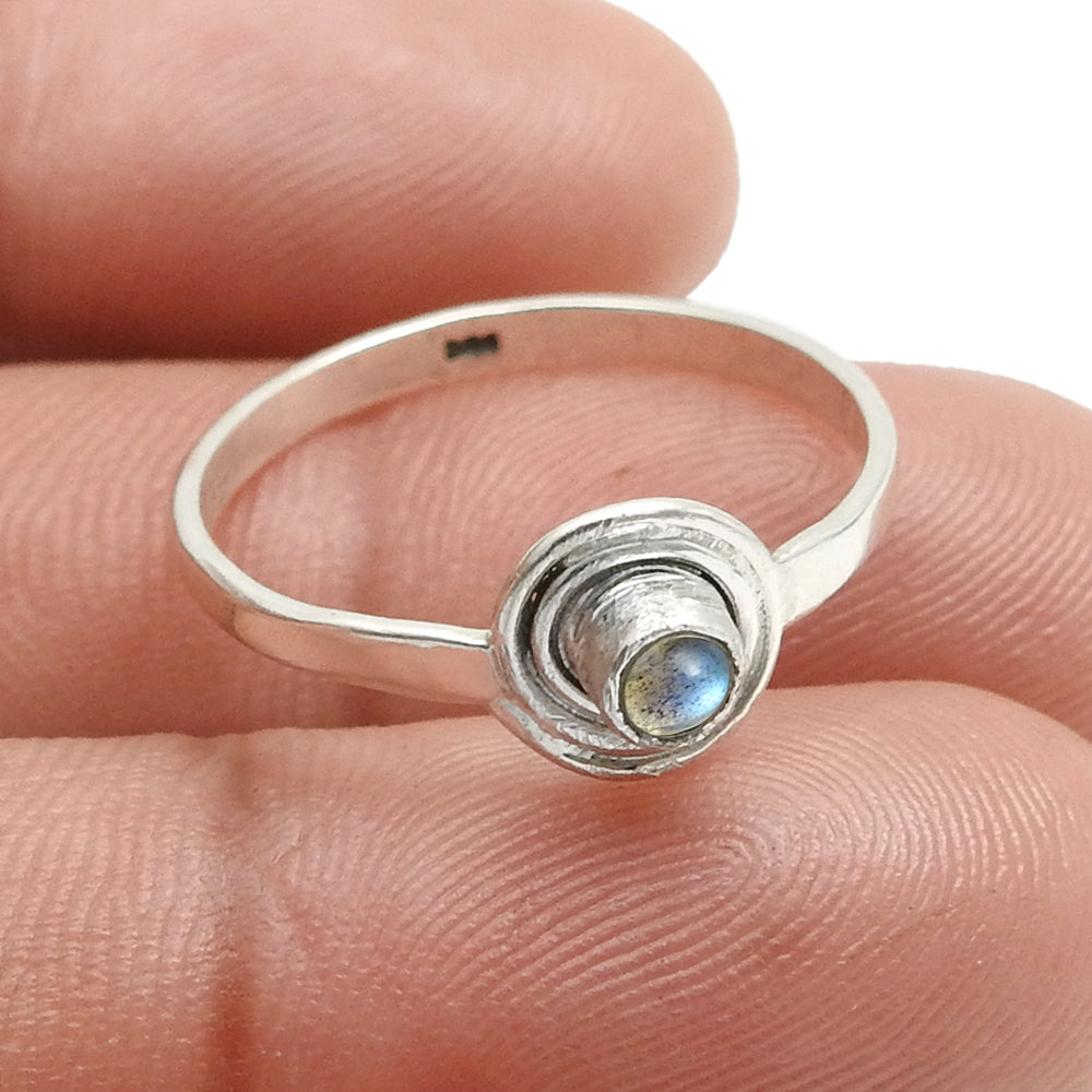 Third Eye Chakra Labradorite Gemstone 925 Silver Band Promise Ring Jewelry