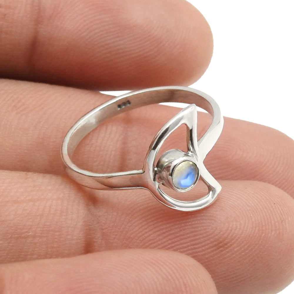 Rainbow Moonstone Gemstone 925 Silver Wedding Wife Engagement Band Ring