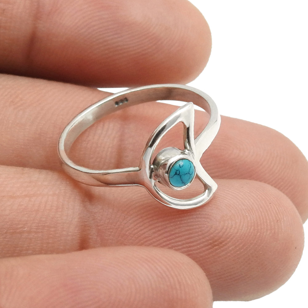 December Turquoise Gemstone 925 Silver Ethnic New Band Moon Daughter Ring