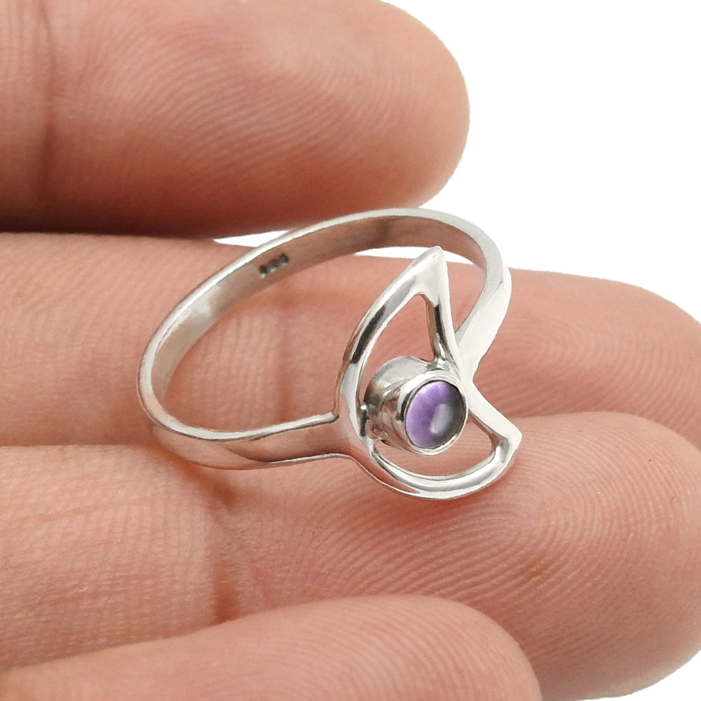 Amethyst Gemstone 925 Silver Promise Band Wife Moon Elegant February Ring