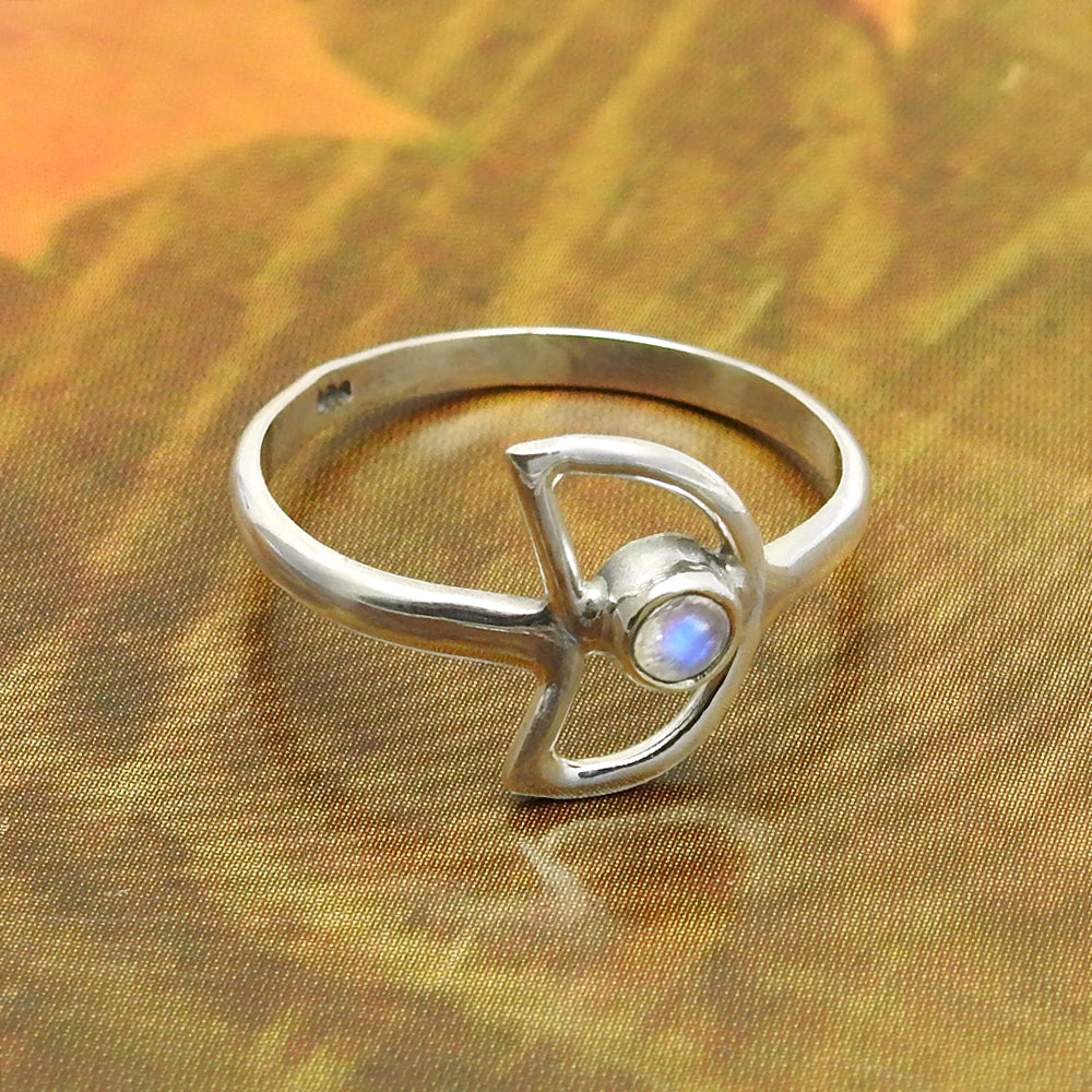 Rainbow Moonstone Gemstone 925 Silver Wedding Wife Engagement Band Ring