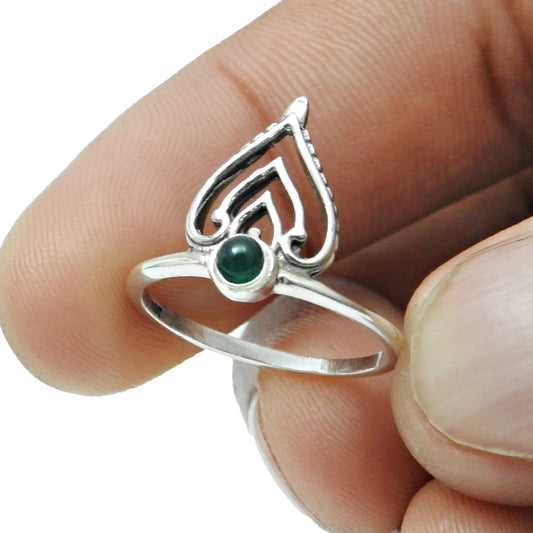 Crown Ring Green Onyx Gemstone 925 Sterling Silver Jewelry Gift For Her