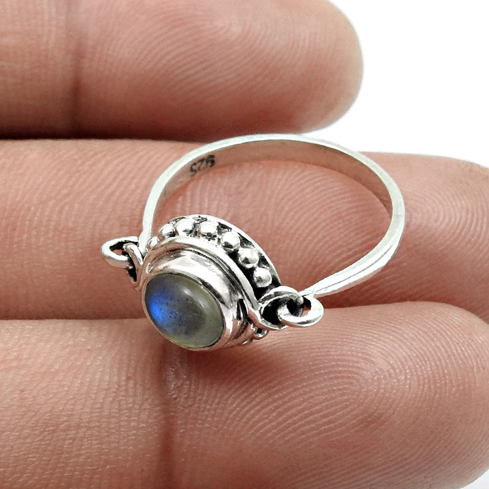 Sisters Day Sale Natural Labradorite Daughter Band New Ring Sterling Silver