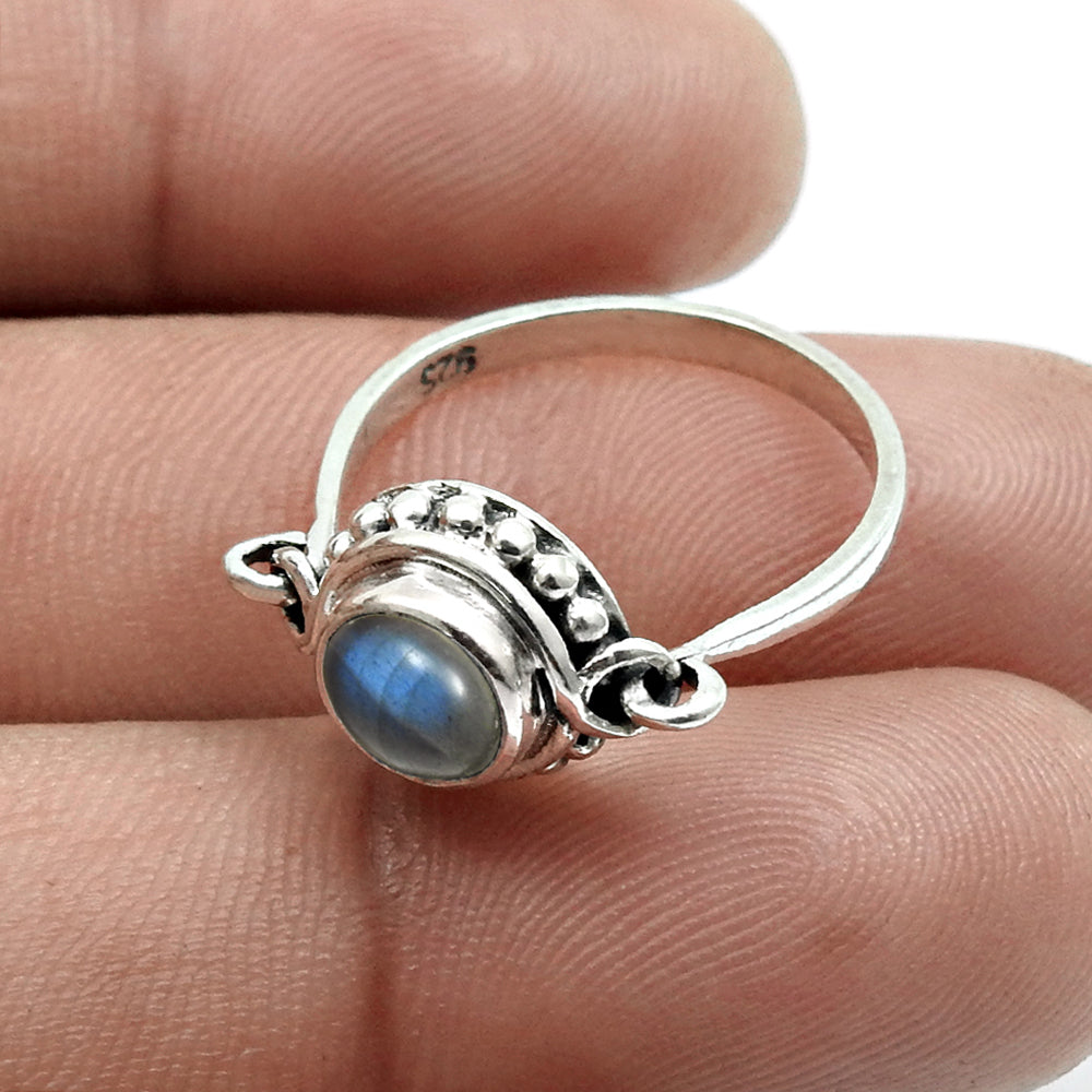 Sisters Day Sale Natural Labradorite Daughter Band New Ring Sterling Silver